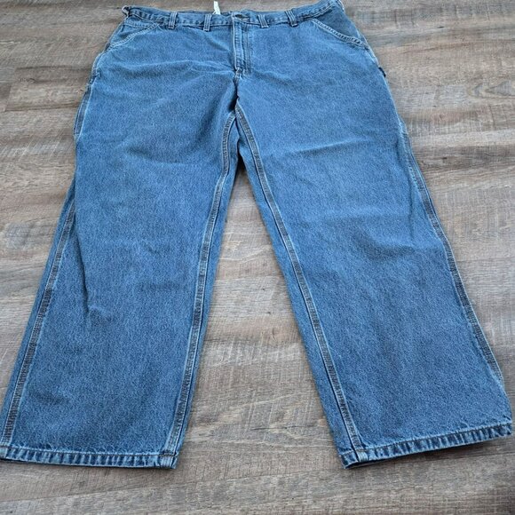 Men's Carhartt Denim Blue Jeans Size 44x30 RN14806 Work Wear - Picture 2 of 9